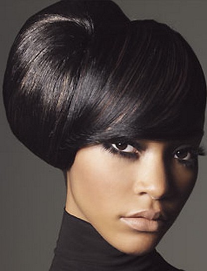 Updos hairstyle with side puff pictures for black young girls