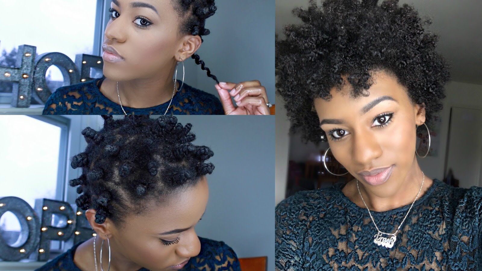 Bantu Knots on Short Hair Before and After